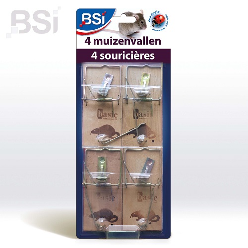 Muizenvallen hout BSI, 4st uitlopend