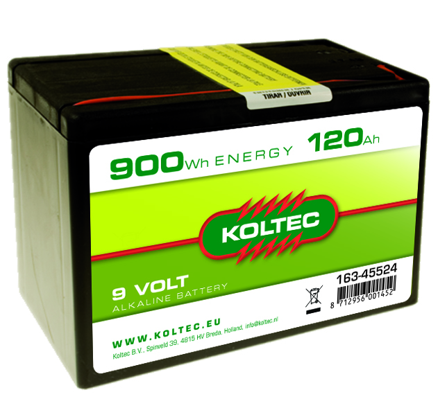Batterij 9 volt 900 WH 120 AH, Alka
