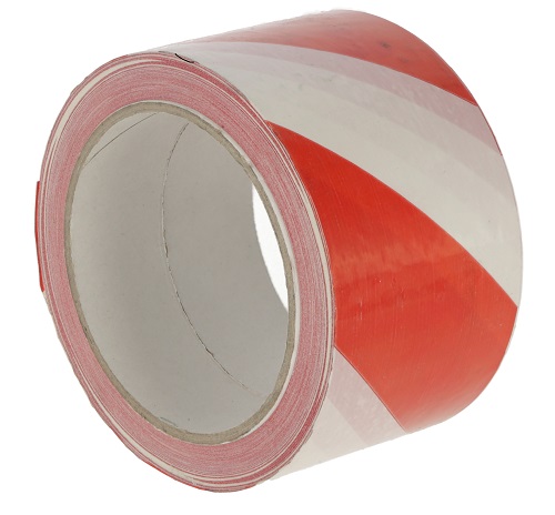 Markeertape zelfklevend, rood-wit, 66m