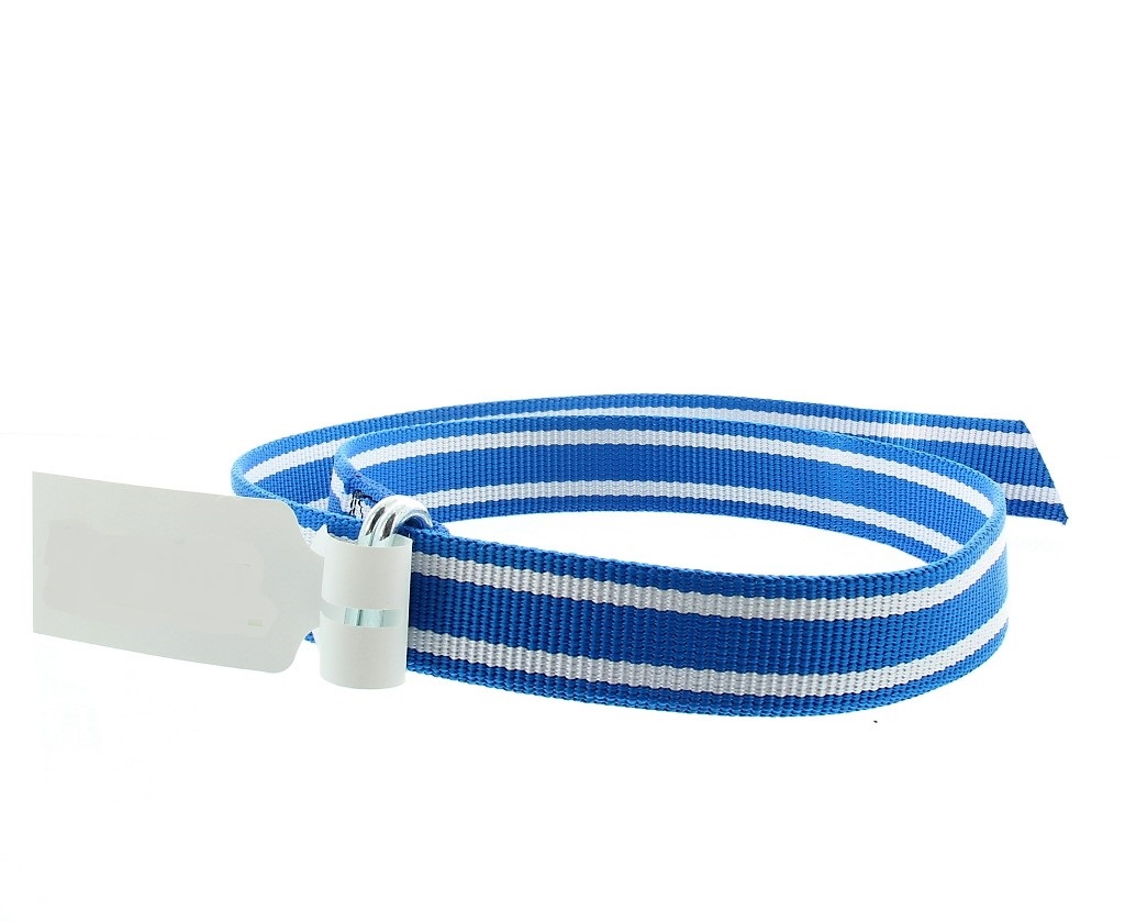 Koehalsriem knelgesp bl-wit, 40mm, 130cm
