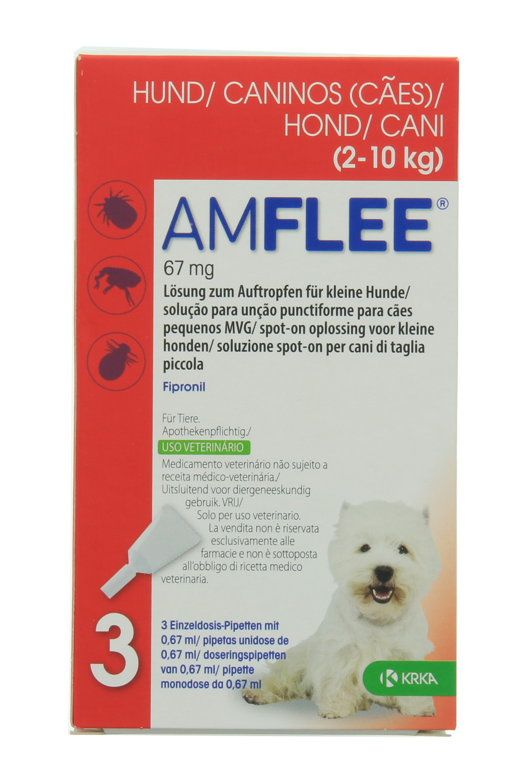 Amflee Hond small 2-10kg, 3x67mg